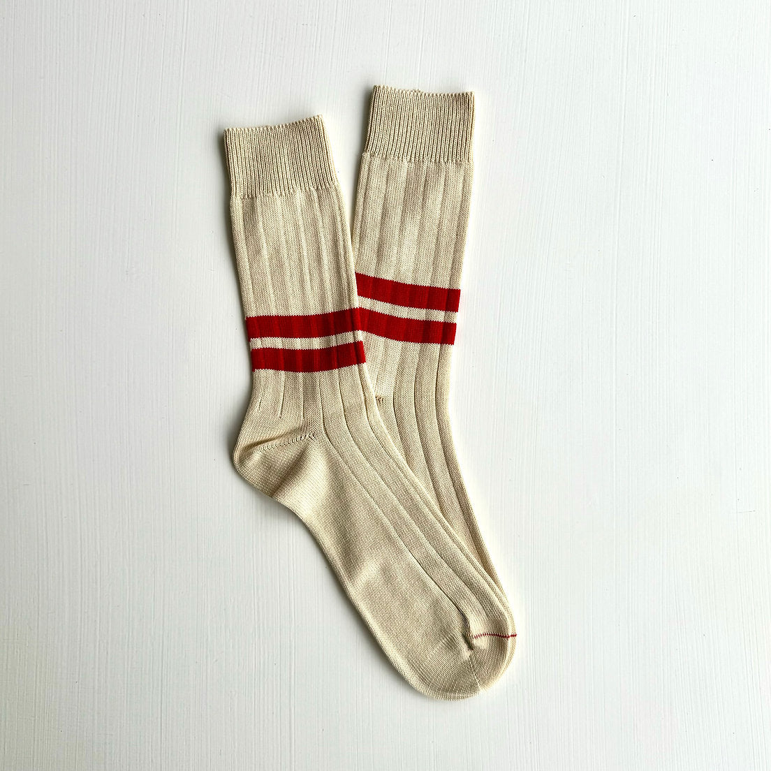 Heritage 9.1 Socks - Vintage 1960 Natural/Double Red Stripes