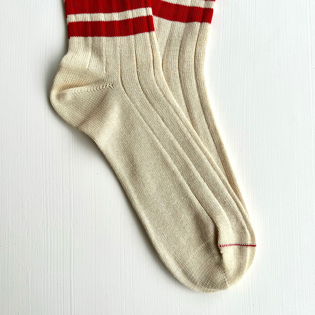Heritage 9.1 Socks - Vintage 1960 Natural/Double Red Stripes