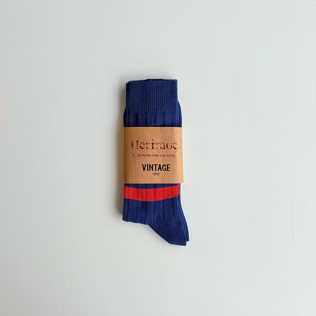 Heritage 9.1 Socks - Vintage 1960 Denim/Double Red Stripes
