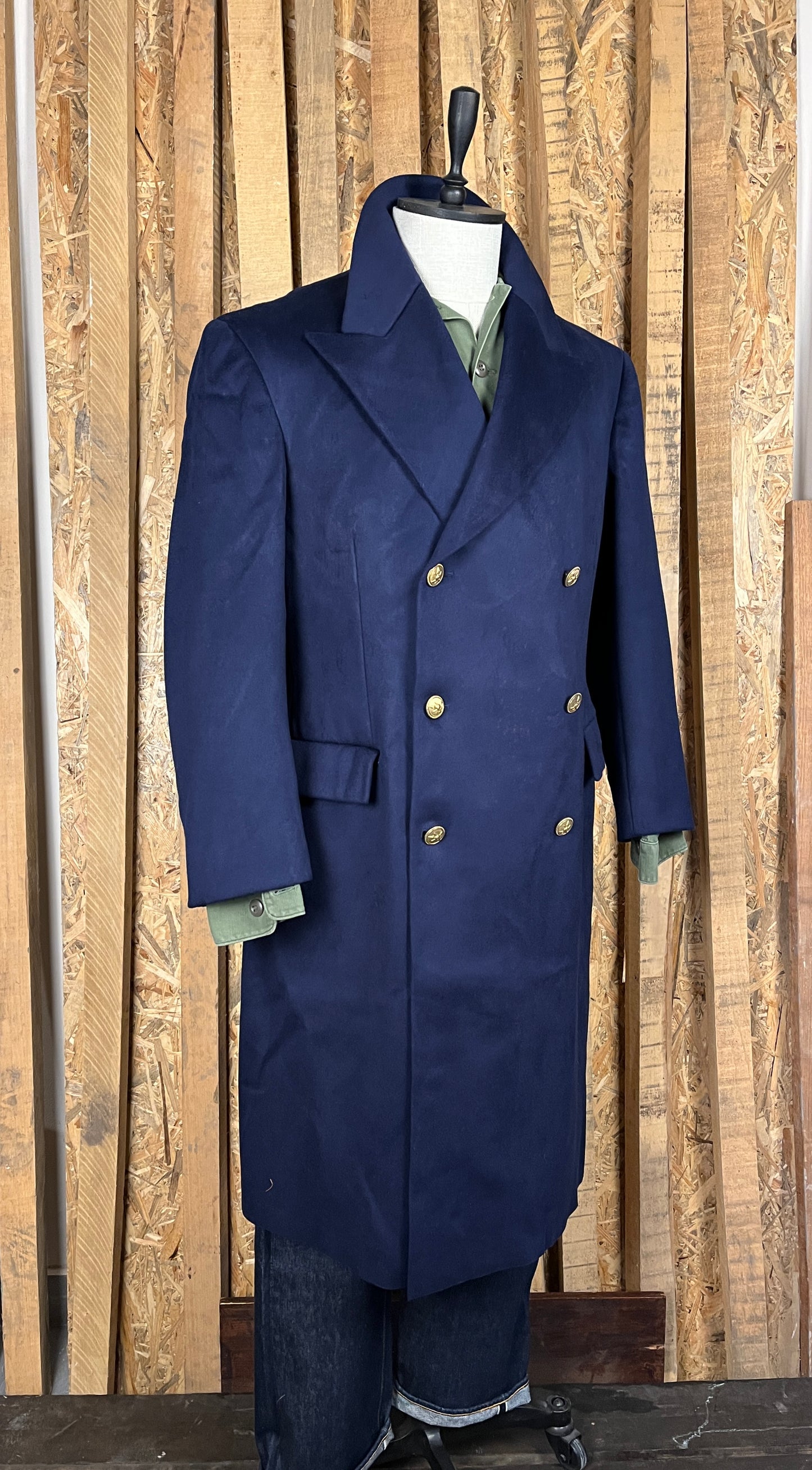 Italian Navy 100% Wool Coat (L-XL)