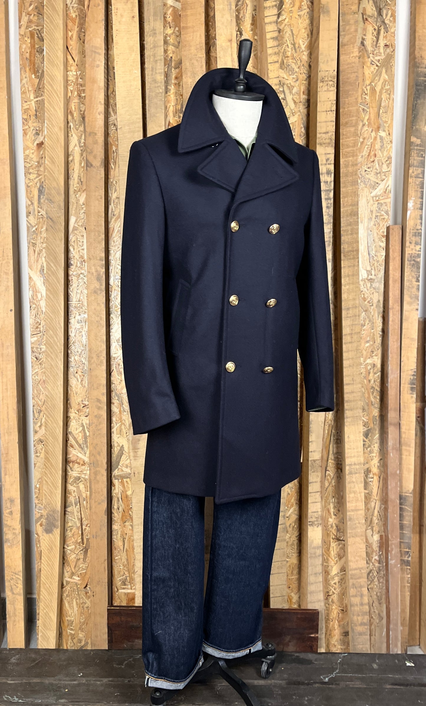 Italian Navy 100% Wool Coat (M-L)