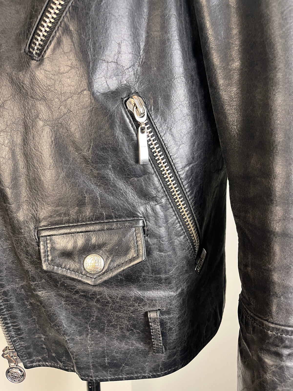 Leather Motorcycle Jacket (M/L)